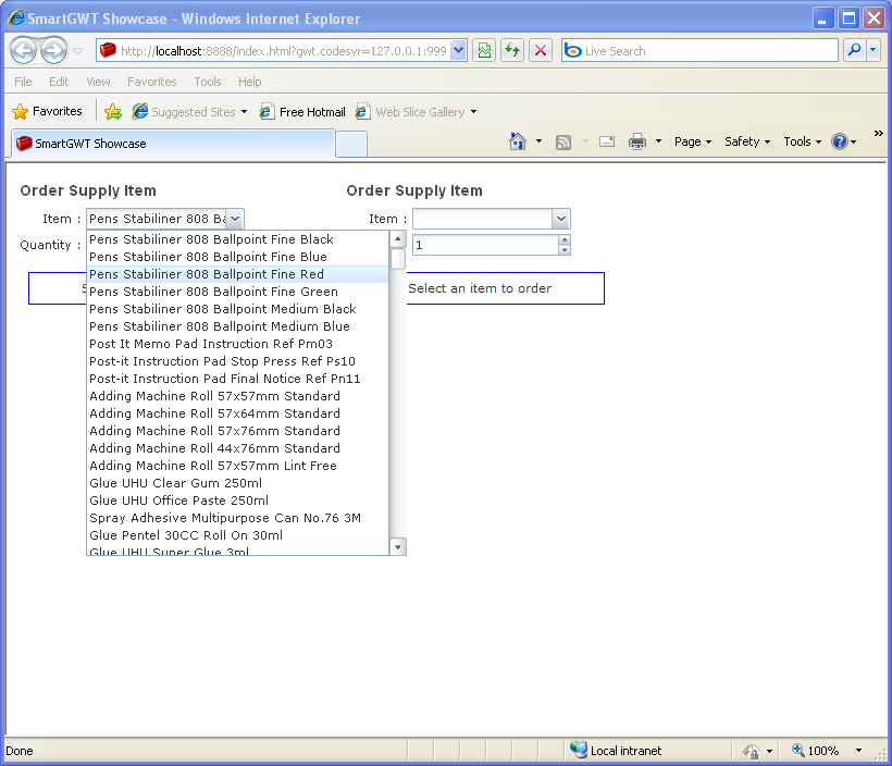 ComboBox databinding with DataSource (Smart GWT)