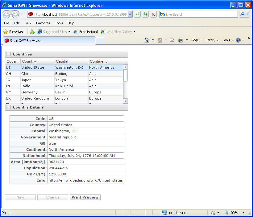 Display table row with DetailViewer (Smart GWT)