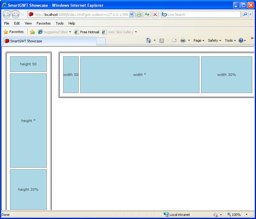 HLayout/VLayout manage the stacked positions and sizes of multiple member components (Smart GWT)