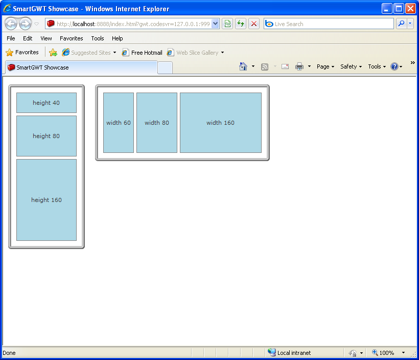 HStack/VStack containers manage the stacked positions of multiple member components (Smart GWT)