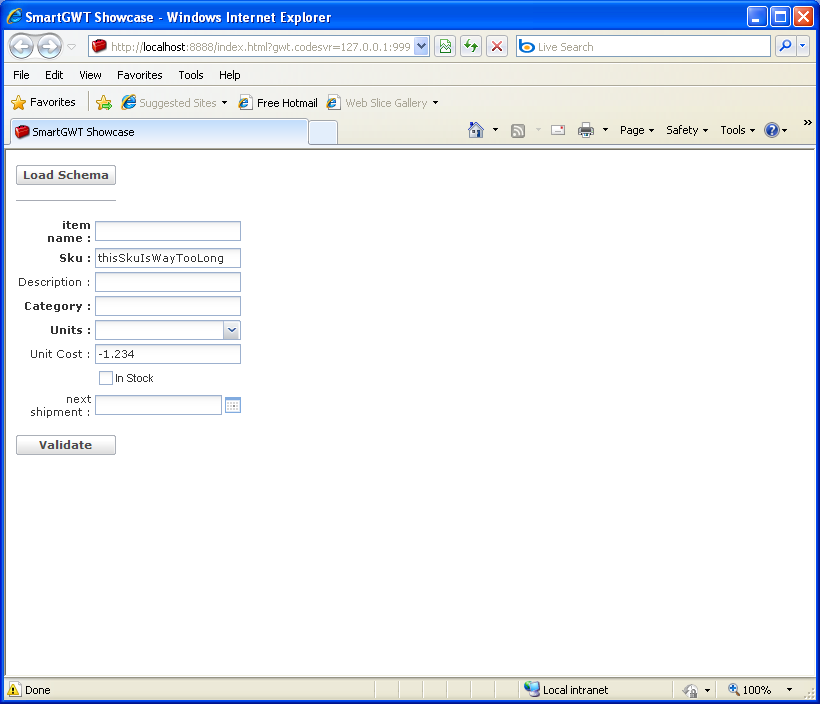 Load a DataSource from XML Schema, extend schema with SmartGWT-specific presentation attributes, and bind the Grid and Form to it (Smart GWT)