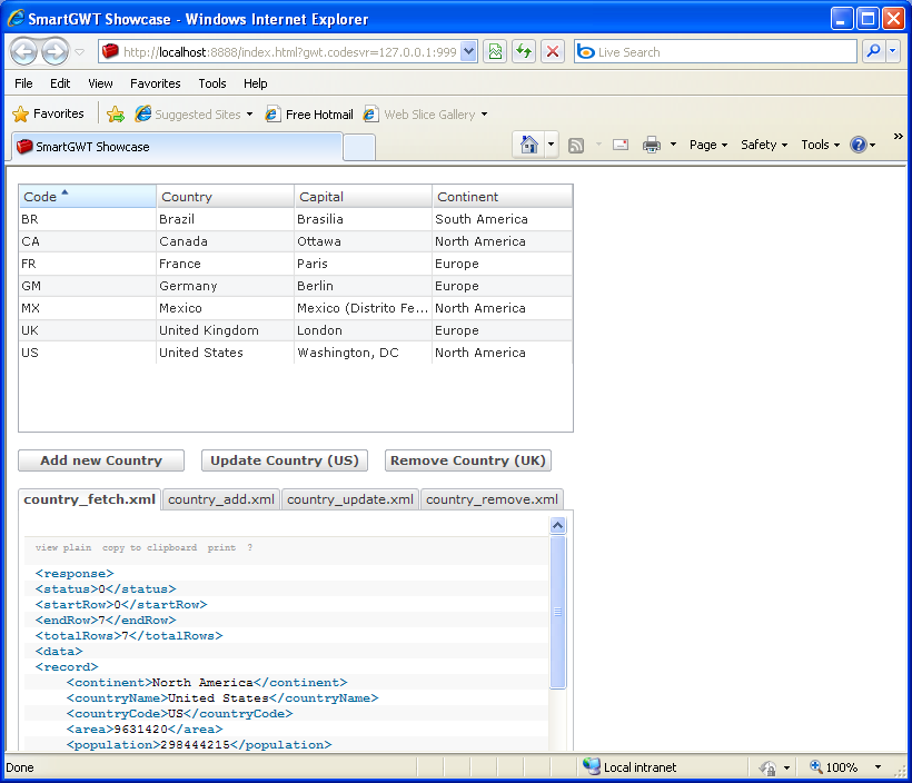 Restful Data Source Sample (Smart GWT)