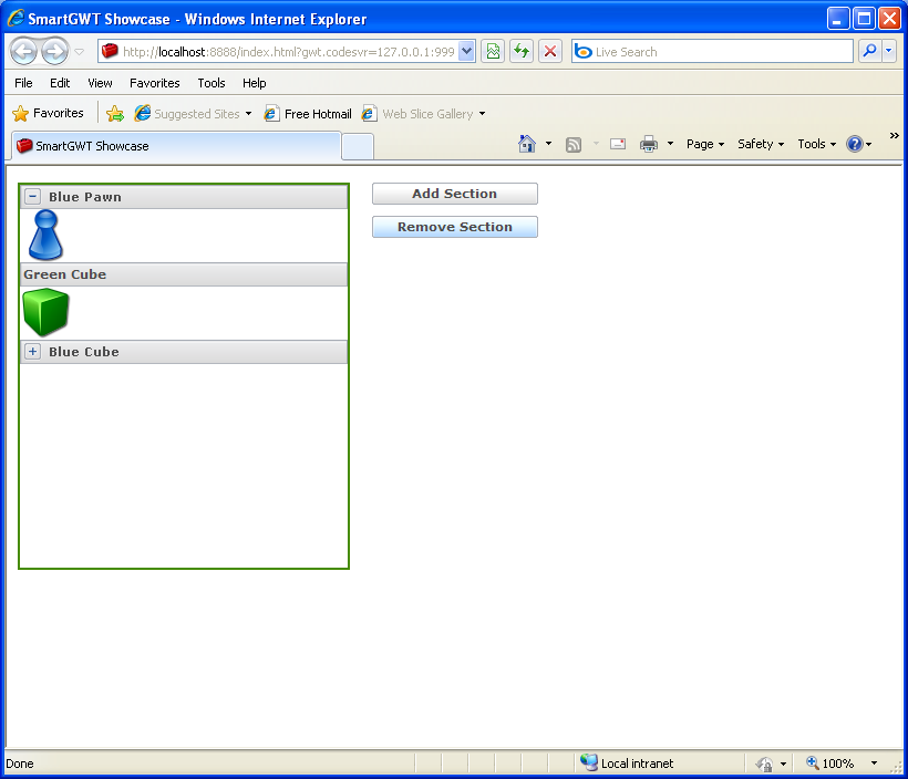 Sections Add/Remove Sample for accordion panel (Smart GWT)