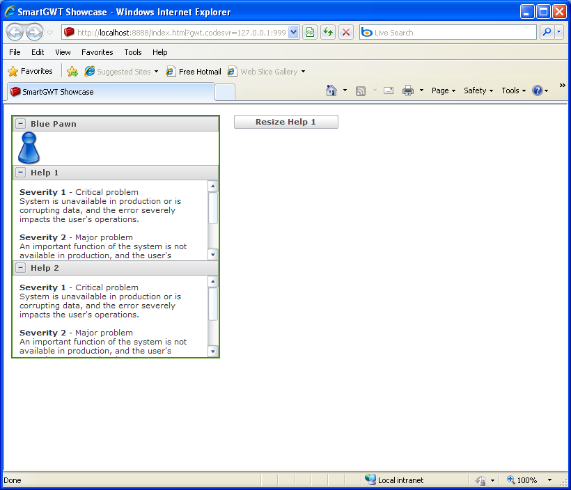 Sections Resize Sample for accordion panel (Smart GWT)