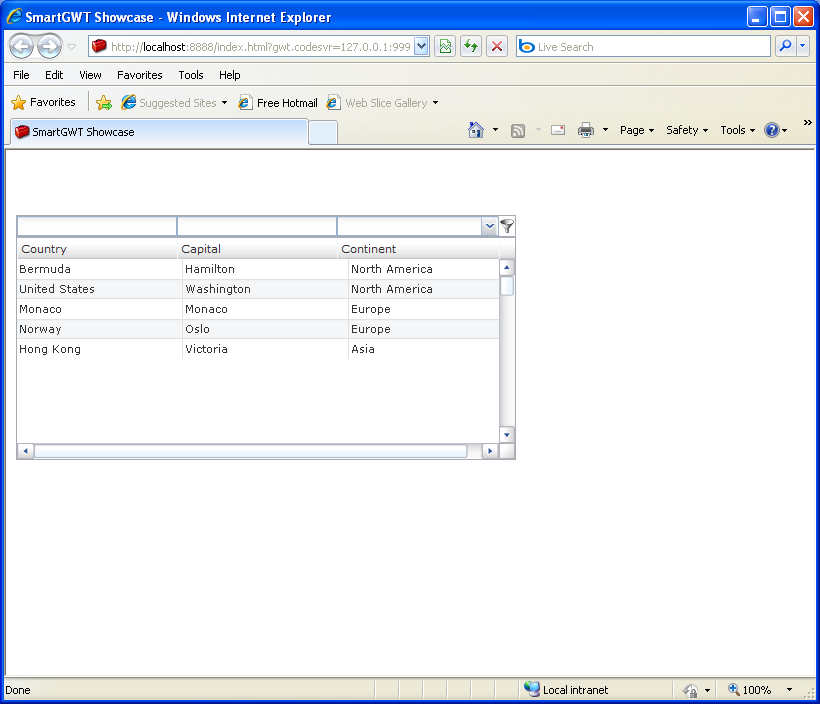 Table Autofit Filter Sample (Smart GWT)