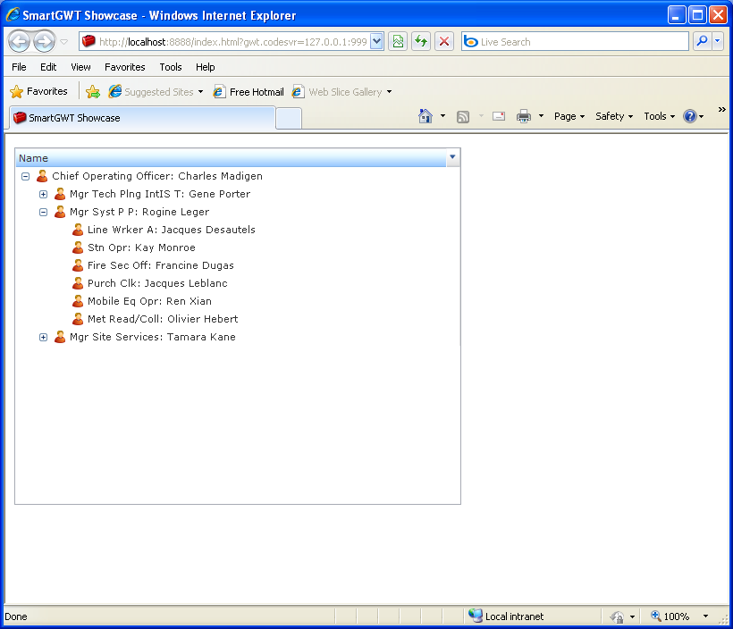 Tree Drag Reparent Sample (Smart GWT)