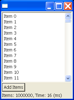 Create a SWT table with 1,000,000 items