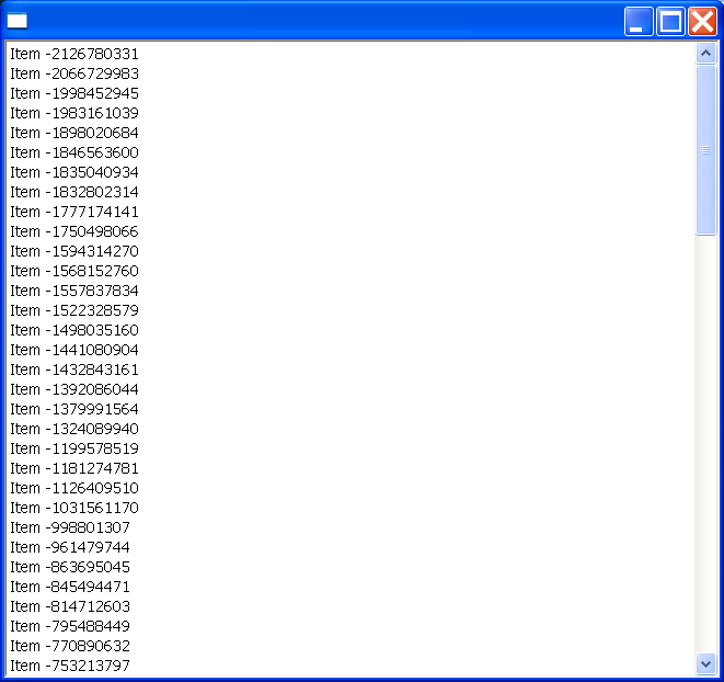 Create a virtual SWT table and add 1000 entries to it every 500 ms