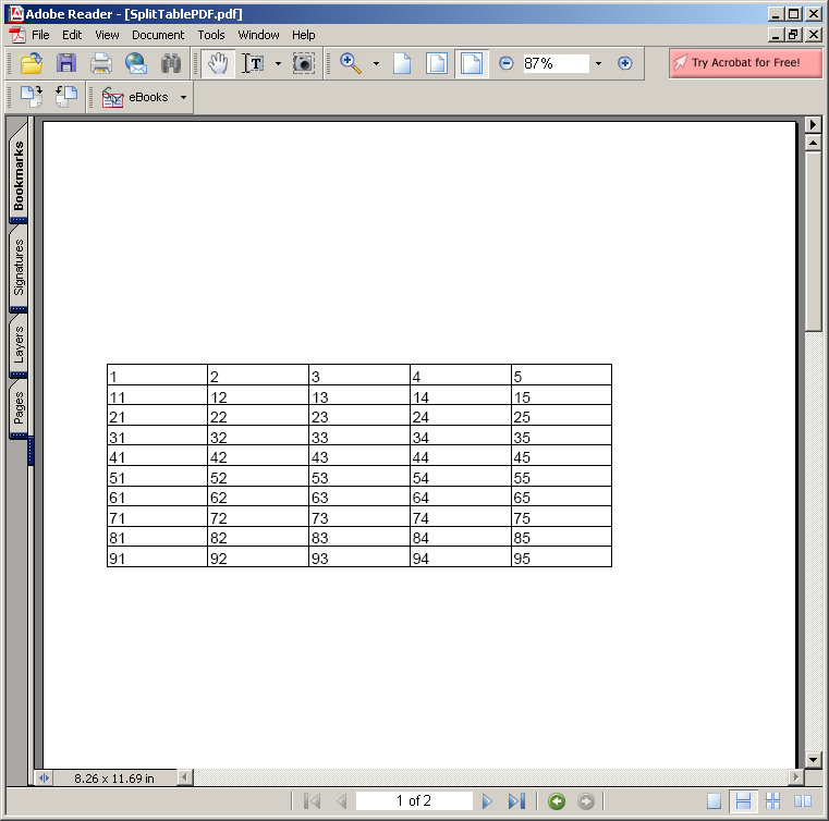 Split Table Demo