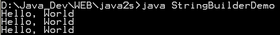 StringBuilderDemo: construct the same String three different ways