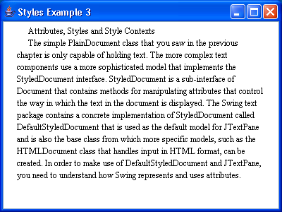 JTextPane Styles Example 3