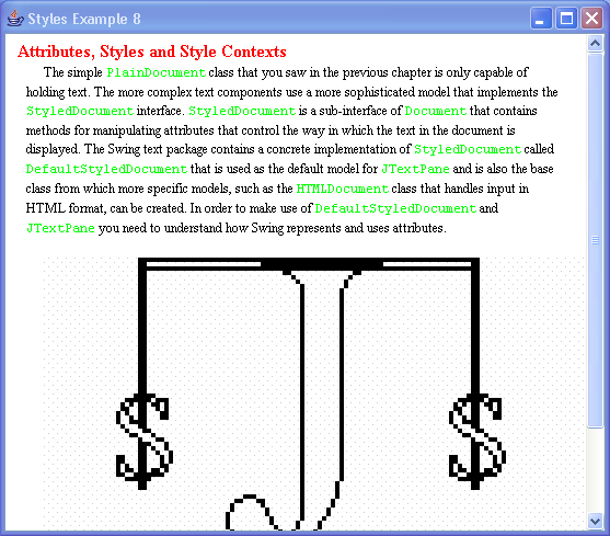 JTextPane Styles Example 8