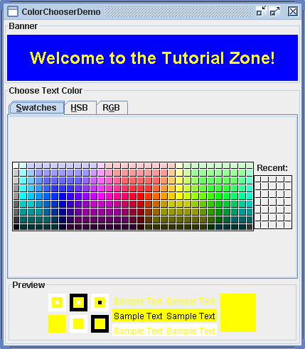 Swing ColorChooser Demo