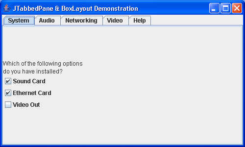 JTabbedPane class for displaying and manipulating