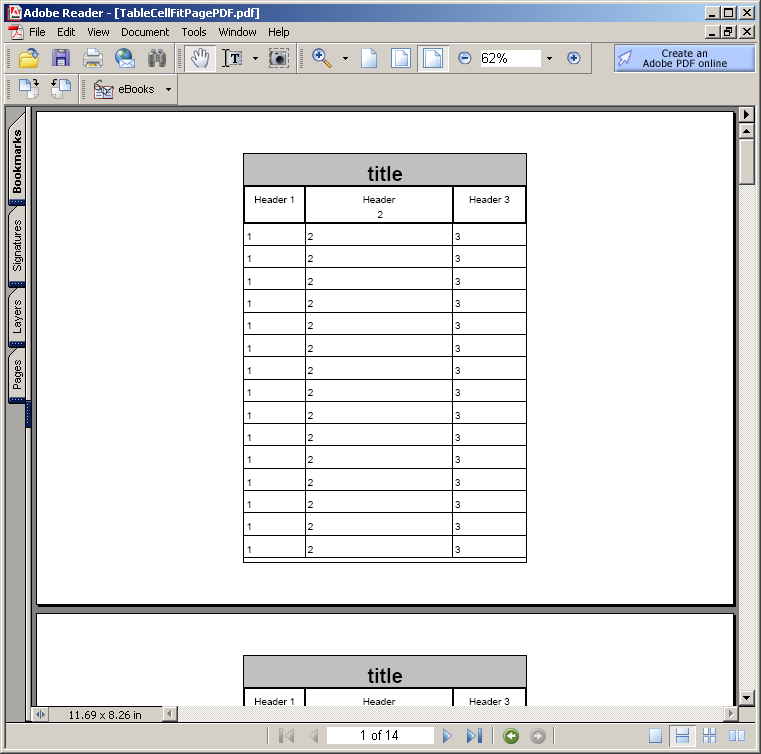 Table Cell Fitting Page