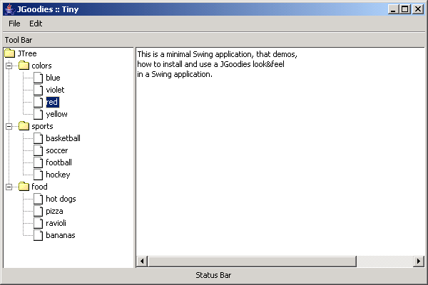 The main class of the JGoodies Tiny application