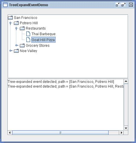 TreeExpansionListener and TreeExpansionEvent