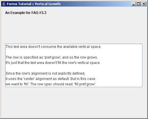 Demonstrates a frequent pitfall when specifying a growing row