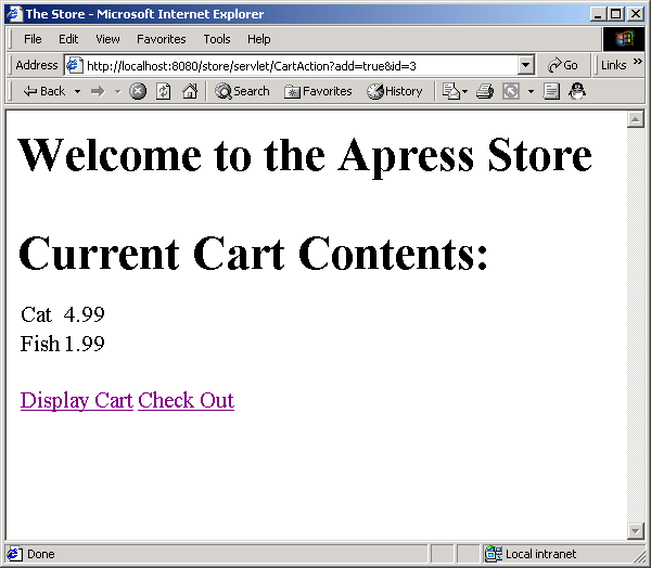 JSP application: store