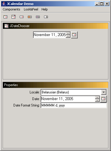 Java Date Chooser (ComboBox)