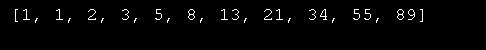 A function that returns a list of the numbers of the Fibonacci series