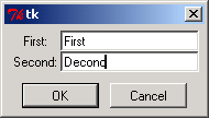 A simple dialog: with two labels and two text fields