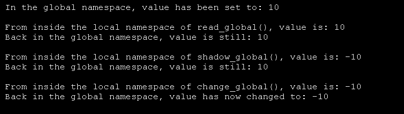 Demonstrates global variables