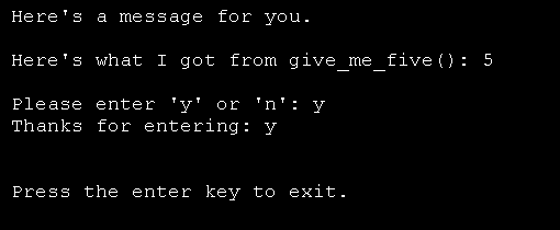 Demonstrates parameters and return values