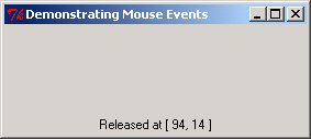 Mouse events on a frame: Mouse released, position
