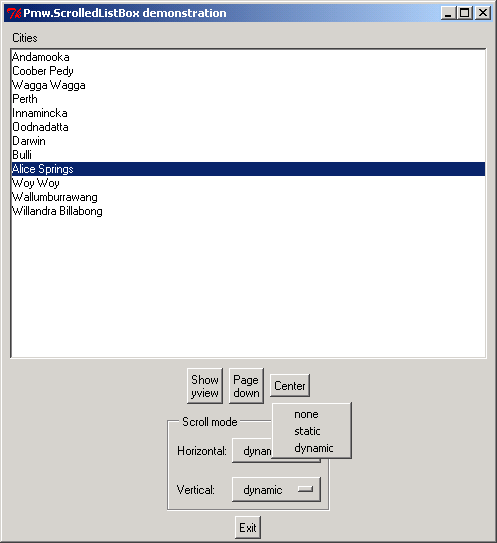 Option menu: set Scroll List Box scroll mode