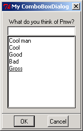Pmw ComboBoxDialog demonstration