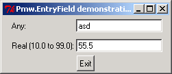 Pmw.EntryField demonstration: any value and real number