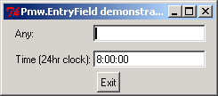 Pmw.EntryField demonstration: time