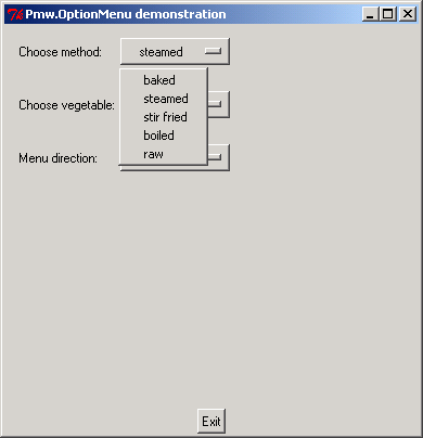 Pmw OptionMenu demonstration