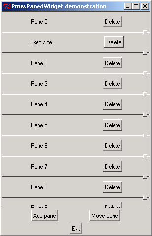 Pmw.PanedWidget (Split pane): add, move and delete