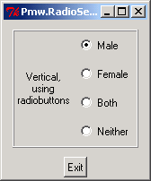Pmw.RadioSelect: a RadioSelect widget, with radiobuttons