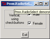 Pmw RadioSelect: a vertical RadioSelect widget, with checkbuttons