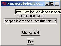 Pmw ScrolledField demonstration