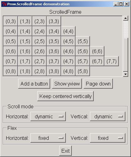 Pmw ScrolledFrame: add components and scroll mode