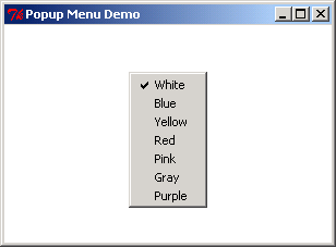 Popup menu demonstration.