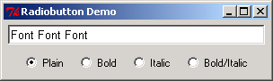 Radiobuttons demonstration set Font in Text