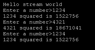 Read numbers till eof and show squares