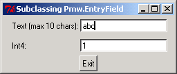 Subclassing Pmw EntryField: data format: any data and int value