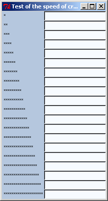 Test of the speed of creating Pmw megawidgets