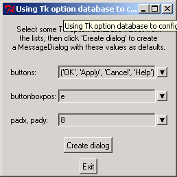 Using Tk option database to configure Pmw Dialog