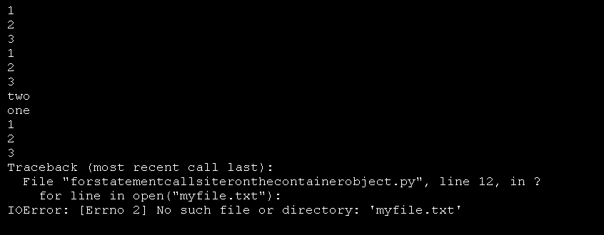 for statement calls iter() on the container object
