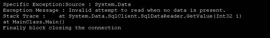 Ado.Net Exception: access non-exist column exception