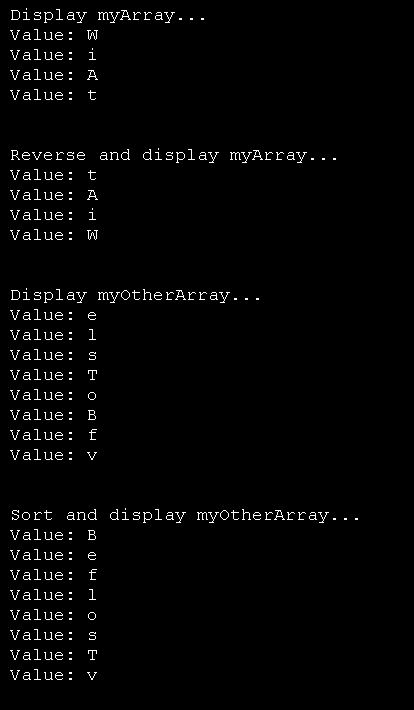 Array Reverse and Sort