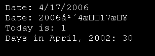 Date Time Detail: Long Date String, day of week, days in month