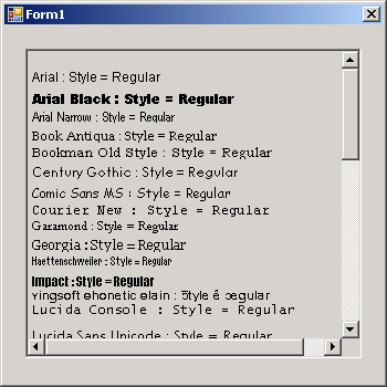 Display All font installed in your system